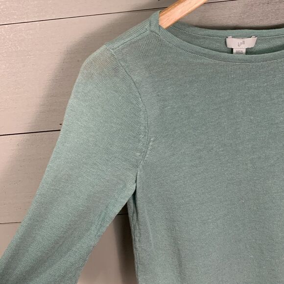 J Jill linen blend 3/4 sleeve light blue knit sweater size XS petite - Picture 4 of 11